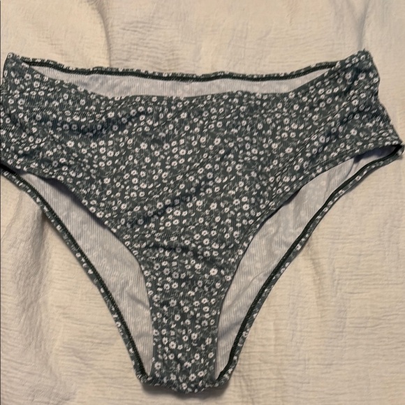 Floral Green High-Waisted Bikini Bottom - Picture 2 of 3